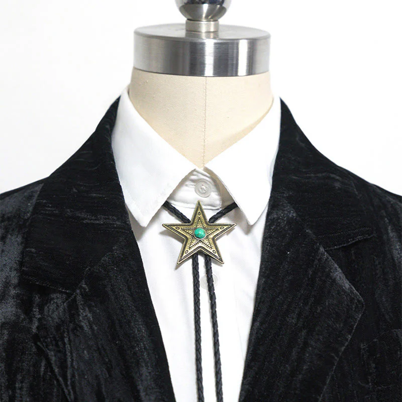 Vintage Natural Stone Star Pendant Necklace Bolo Tie - Image 2