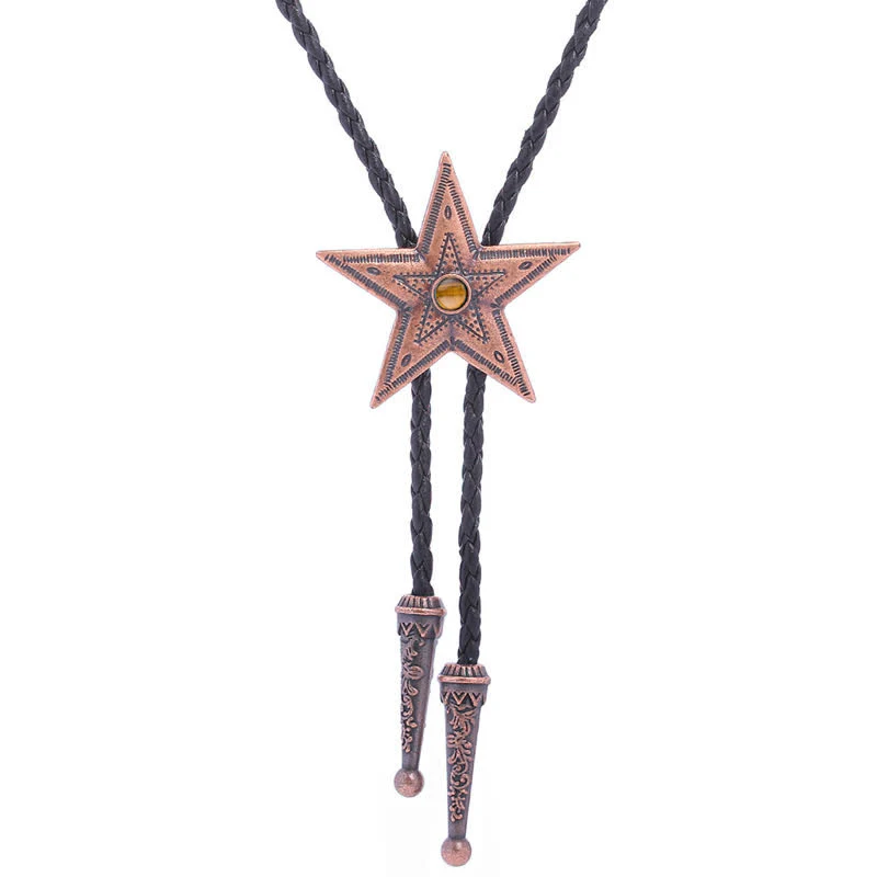 Vintage Natural Stone Star Pendant Necklace Bolo Tie - Image 20