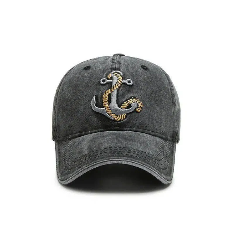 Vintage Nautical Style Worn-out Anchor Embroidered Baseball Cap - Image 2