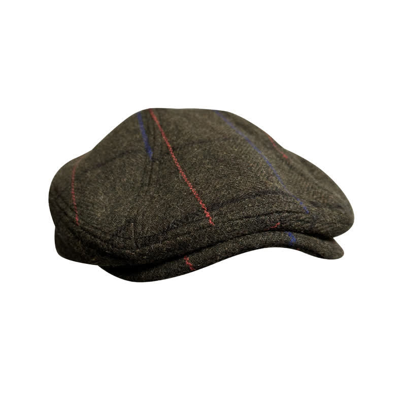 Vintage Olive Blue Orange Strips Beret Cap - Image 3