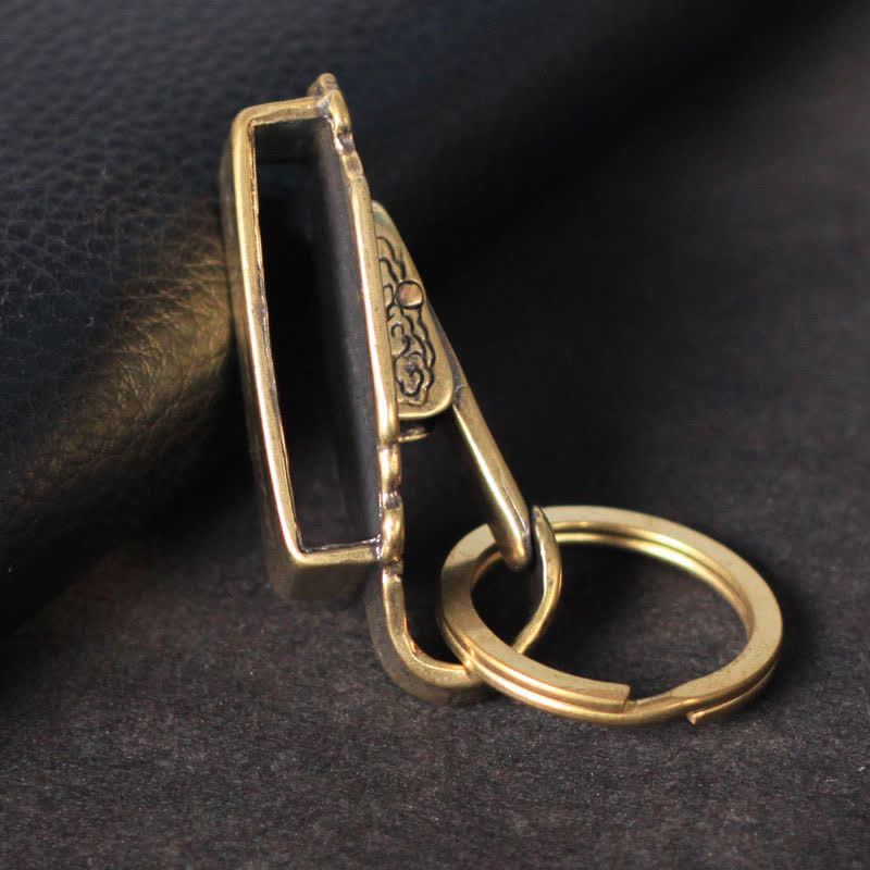 Vintage Pattern Solid Brass Buckle Hook Belt Clip Keychain - Image 4
