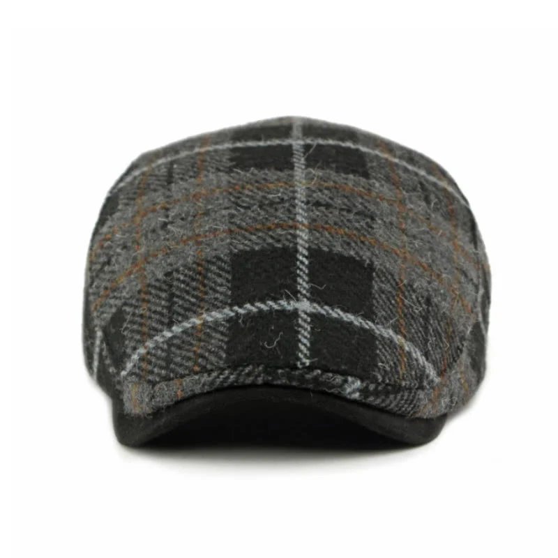 Winter Vintage Plaid Pattern Men's Beret Hat - Image 5
