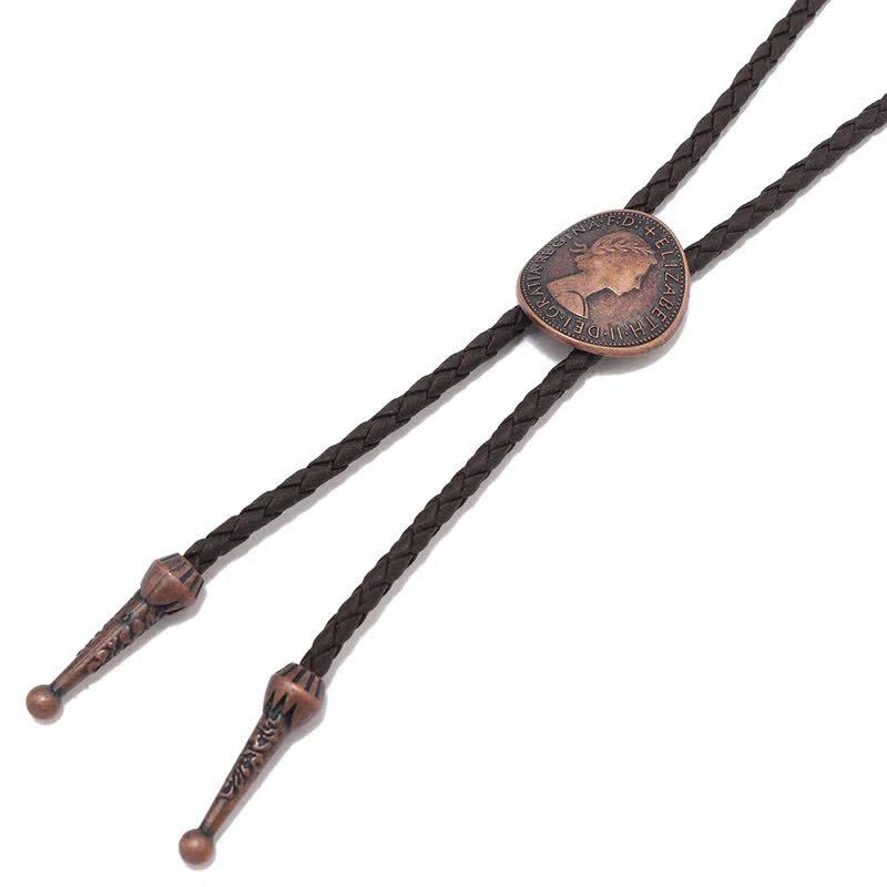 Vintage Queen Portrait Ancient Coin Bolo Tie - Image 10