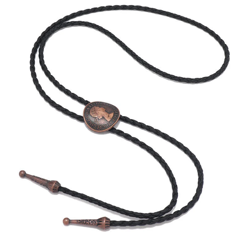 Vintage Queen Portrait Ancient Coin Bolo Tie - Image 4
