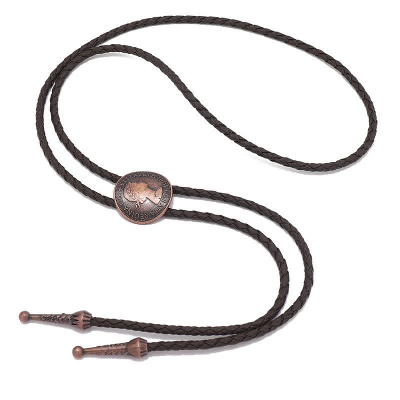 Vintage Queen Portrait Ancient Coin Bolo Tie - Image 9
