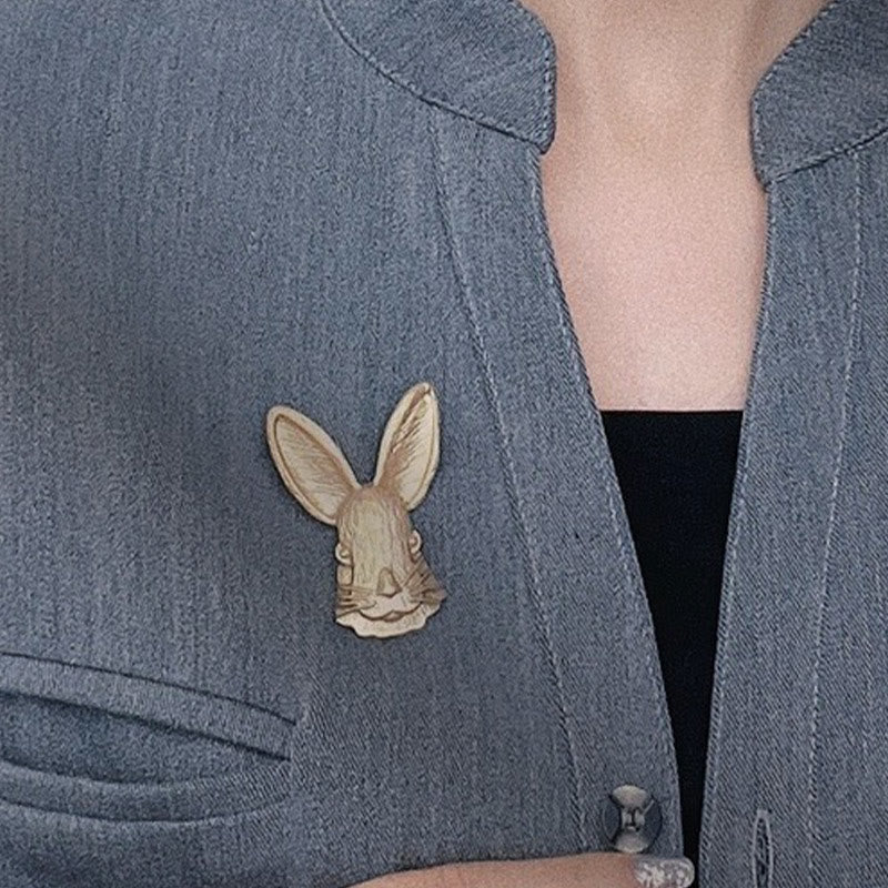 Vintage Rabbit Head Brooch Metal Shirt Accessories - Image 2