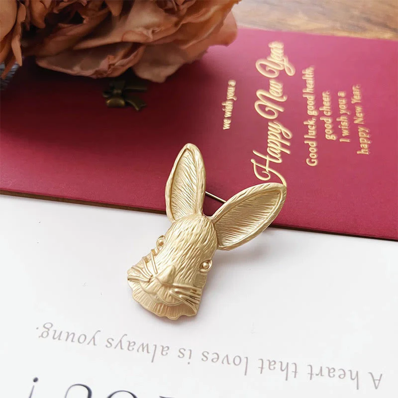 Vintage Rabbit Head Brooch Metal Shirt Accessories - Image 5