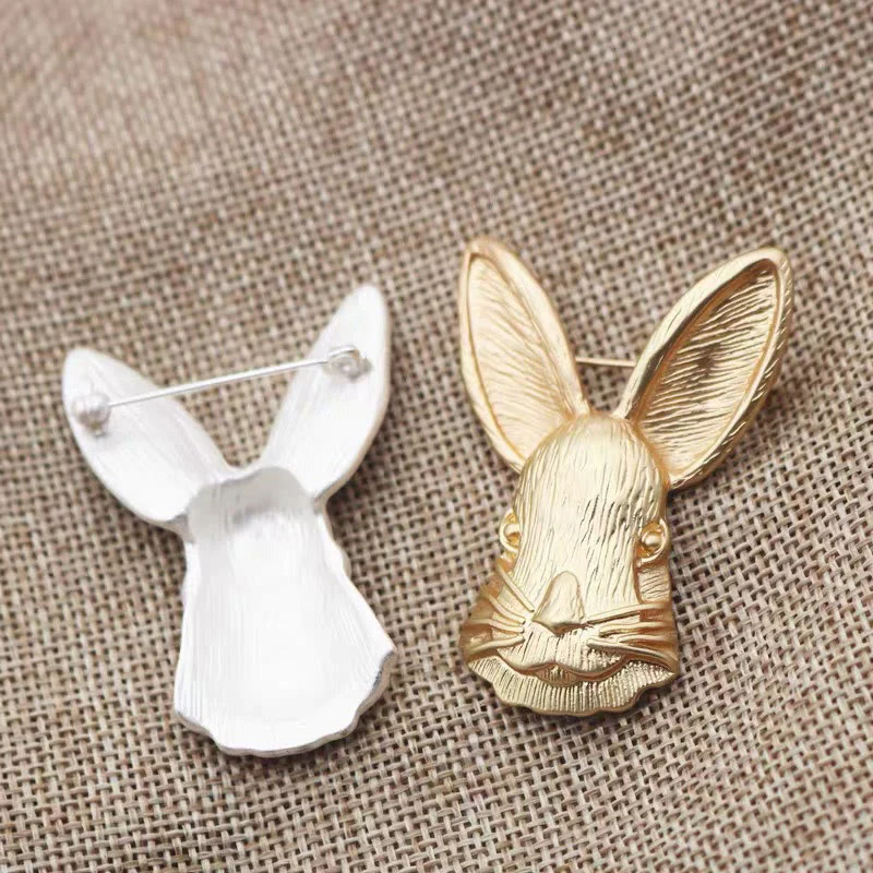 Vintage Rabbit Head Brooch Metal Shirt Accessories - Image 9