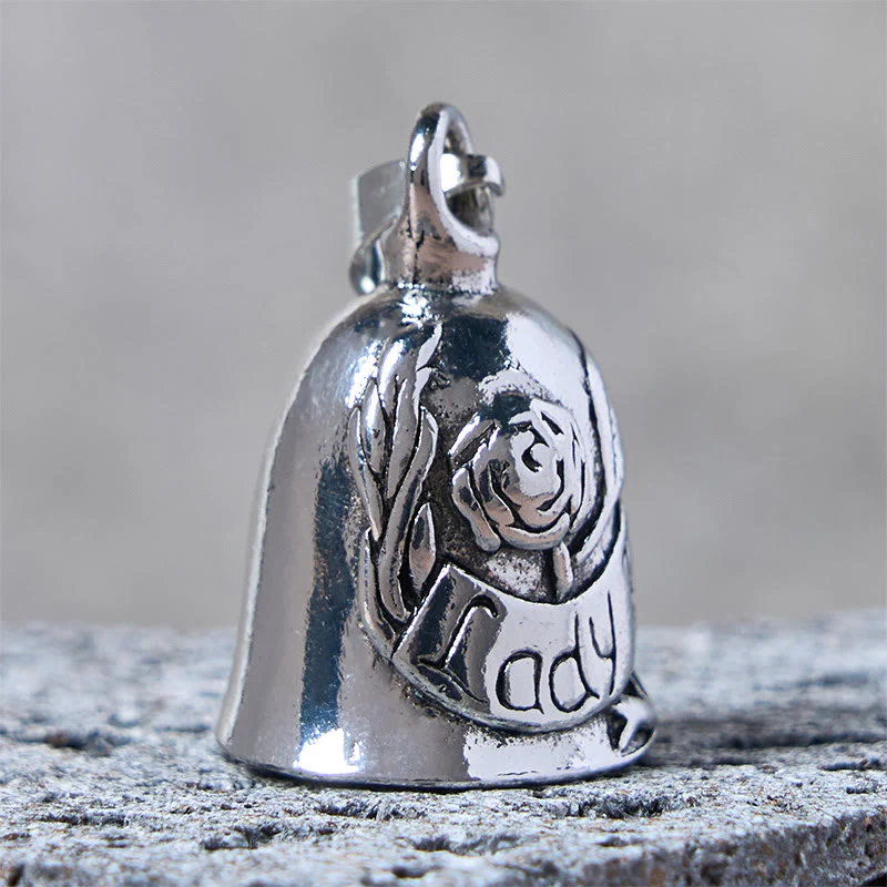 Vintage Rose & Lady Rider Motorcycle Bell Keychain - Image 4