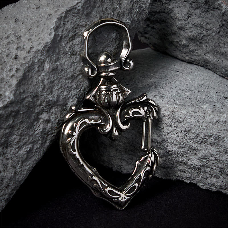 Vintage Rotatable Heart-shaped Polished Metal Keychain - Image 4