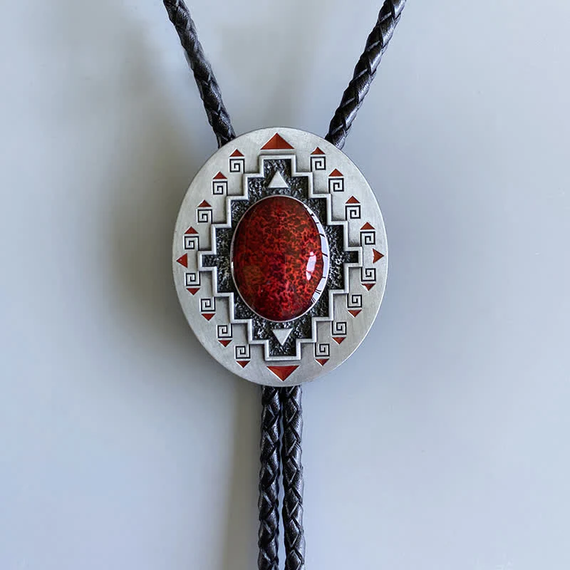 Vintage Ruby Western Indian Totem Bolo Tie - Image 3