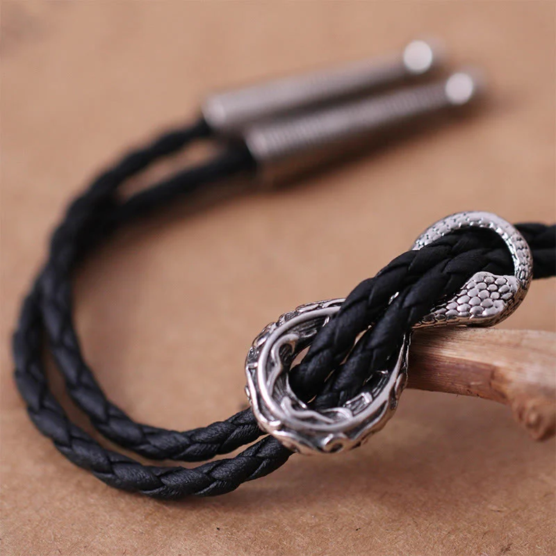 Vintage Silver Spirit Snake Bolo Tie Couple Accessories - Image 4