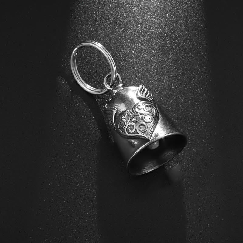 Vintage Silver Wing Heart Bell Keychain - Image 7