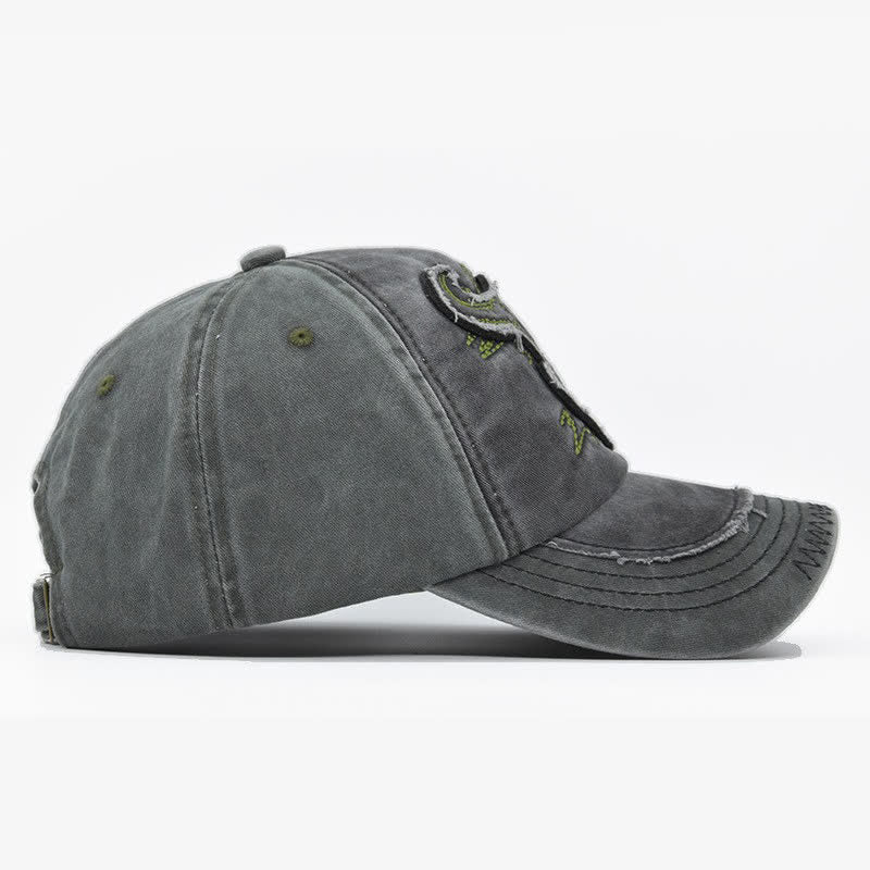 Vintage Street Style Embroidered Bull Washed Baseball Cap - Image 5