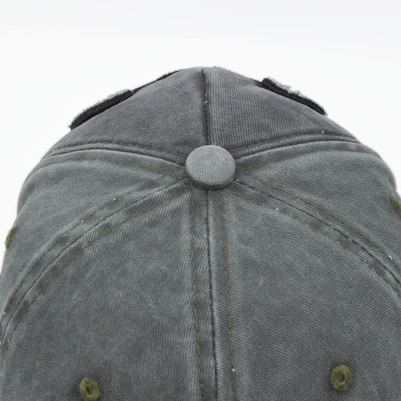 Vintage Street Style Embroidered Bull Washed Baseball Cap - Image 8