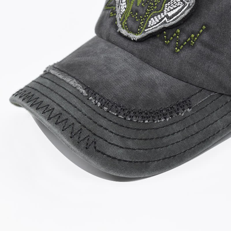 Vintage Street Style Embroidered Bull Washed Baseball Cap - Image 9