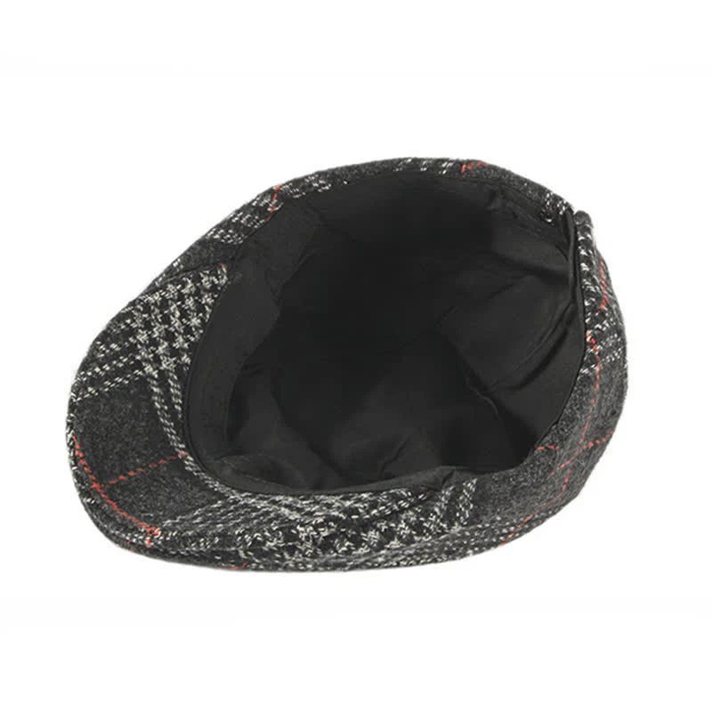 Vintage Striped Plaid Wool Blend Peaked Beret Hat - Image 10