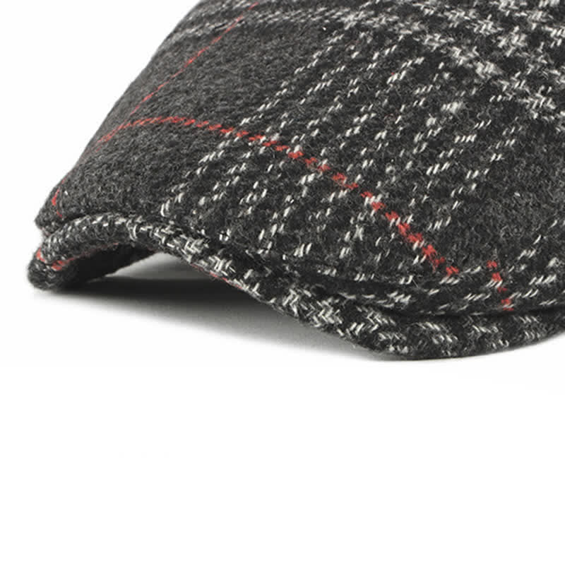 Vintage Striped Plaid Wool Blend Peaked Beret Hat - Image 12