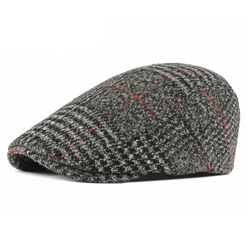 Vintage Striped Plaid Wool Blend Peaked Beret Hat - Image 13