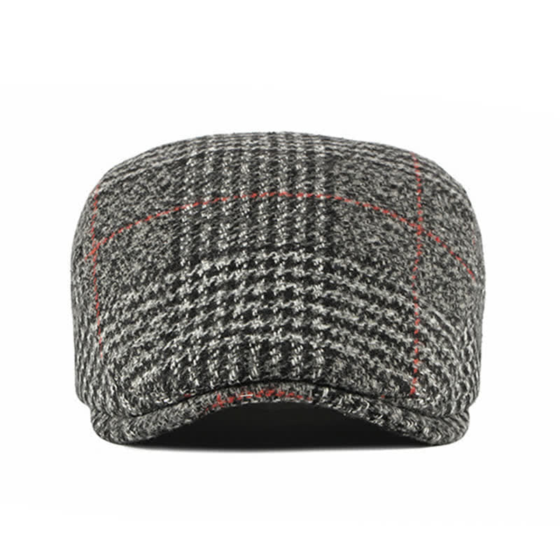 Vintage Striped Plaid Wool Blend Peaked Beret Hat - Image 14