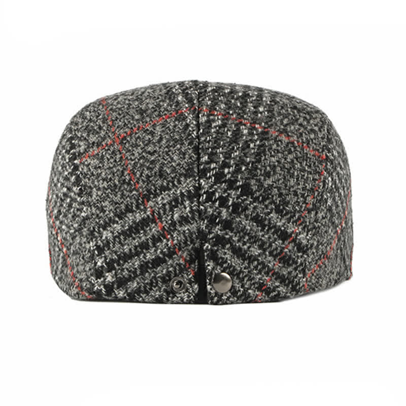 Vintage Striped Plaid Wool Blend Peaked Beret Hat - Image 15