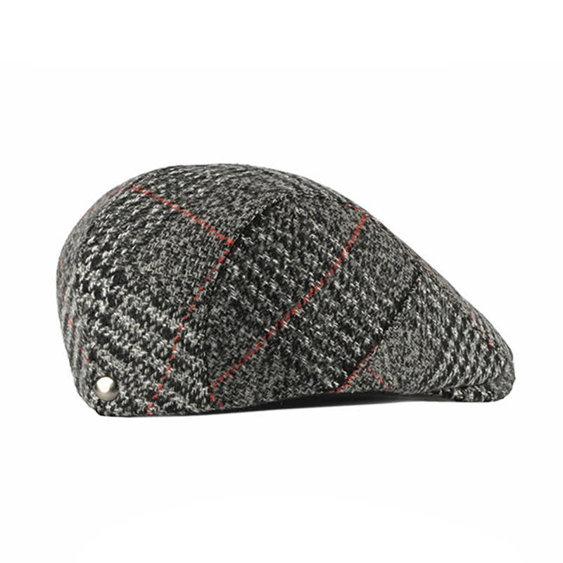 Vintage Striped Plaid Wool Blend Peaked Beret Hat - Image 16