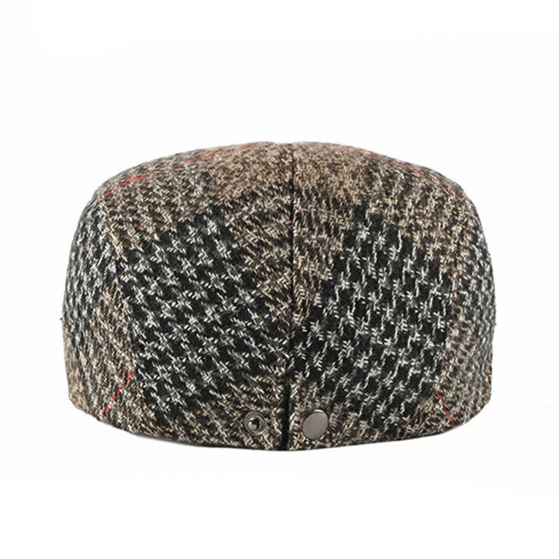Vintage Striped Plaid Wool Blend Peaked Beret Hat - Image 3