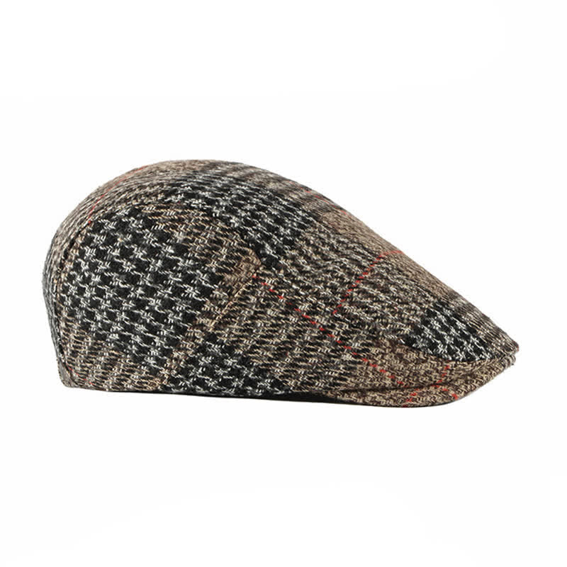 Vintage Striped Plaid Wool Blend Peaked Beret Hat - Image 4