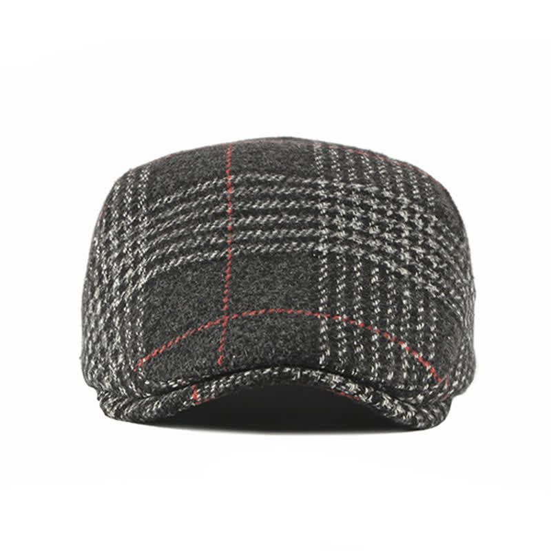 Vintage Striped Plaid Wool Blend Peaked Beret Hat - Image 6