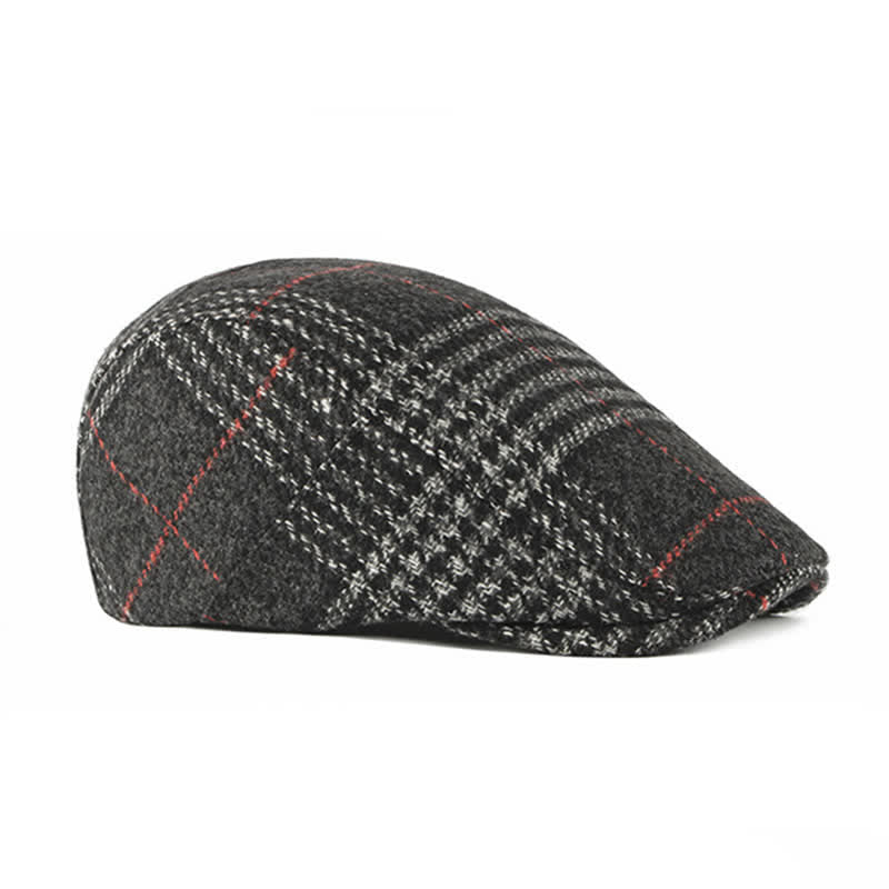 Vintage Striped Plaid Wool Blend Peaked Beret Hat - Image 7