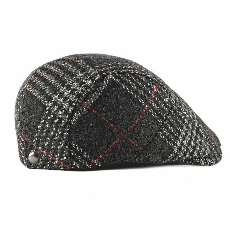 Vintage Striped Plaid Wool Blend Peaked Beret Hat - Image 8