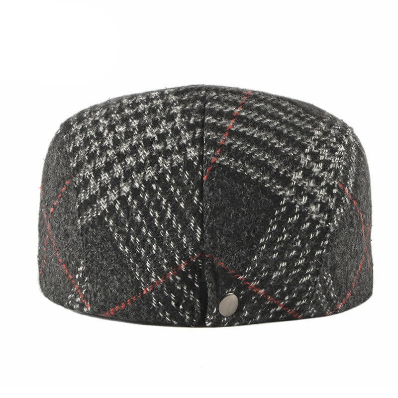 Vintage Striped Plaid Wool Blend Peaked Beret Hat - Image 9