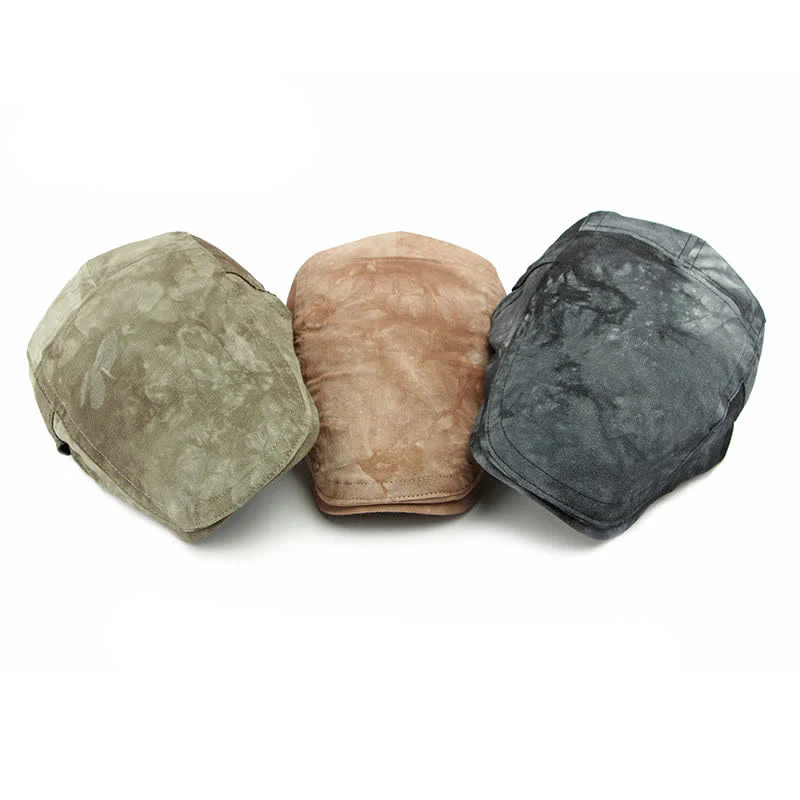 Vintage Style Tie-dyed Cotton Newsboy Beret Hat - Image 2