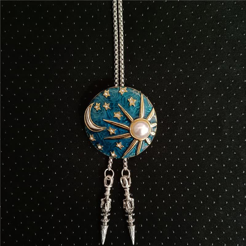 Vintage Sun And Moon With Pearl Bolo Tie - Image 3