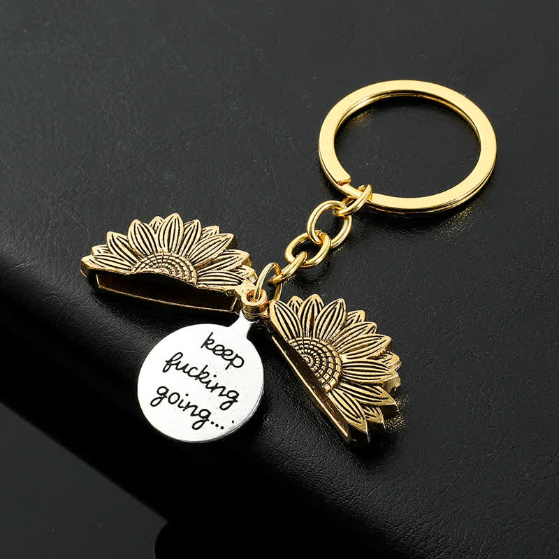 Vintage Sunflower Locket Pendant Keychain Necklace - Image 11