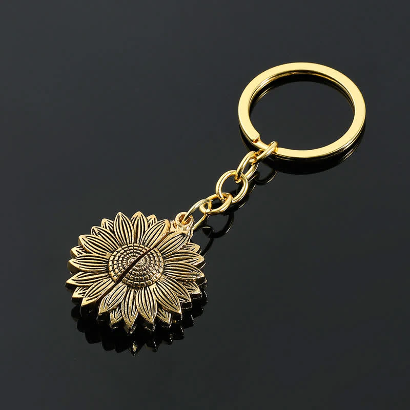 Vintage Sunflower Locket Pendant Keychain Necklace - Image 12