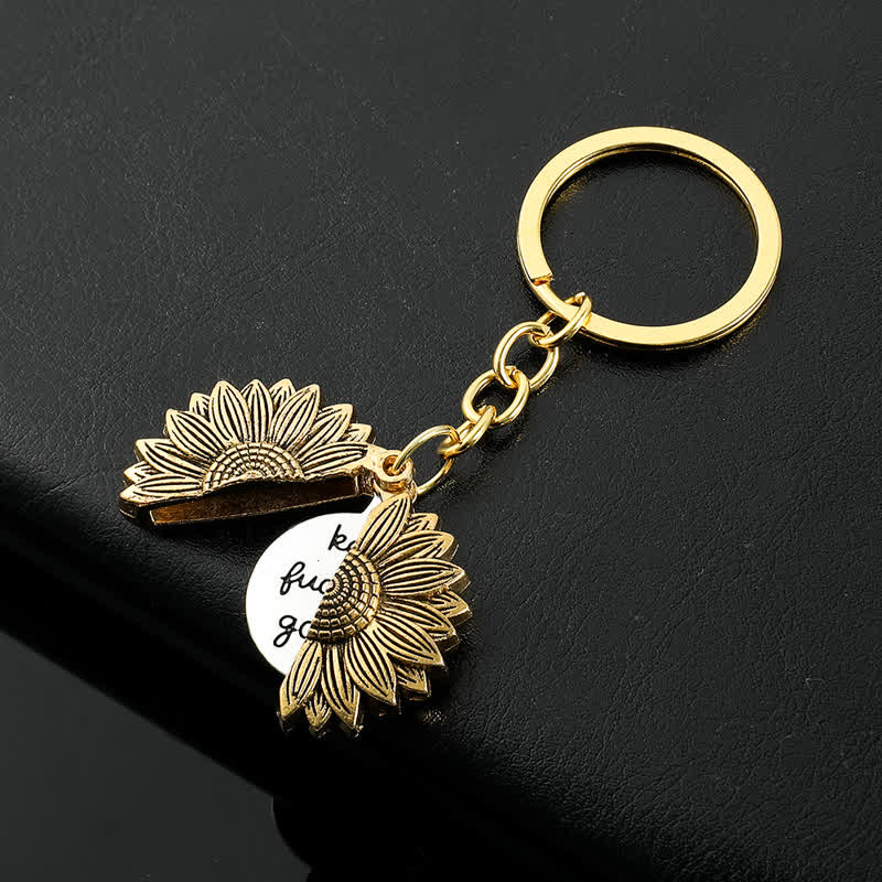 Vintage Sunflower Locket Pendant Keychain Necklace - Image 13