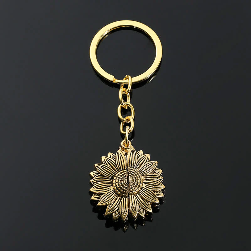 Vintage Sunflower Locket Pendant Keychain Necklace - Image 14