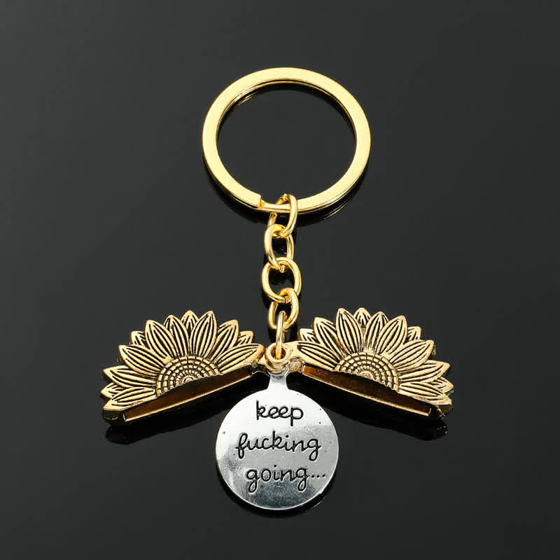 Vintage Sunflower Locket Pendant Keychain Necklace - Image 15