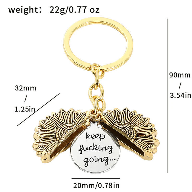 Vintage Sunflower Locket Pendant Keychain Necklace - Image 16