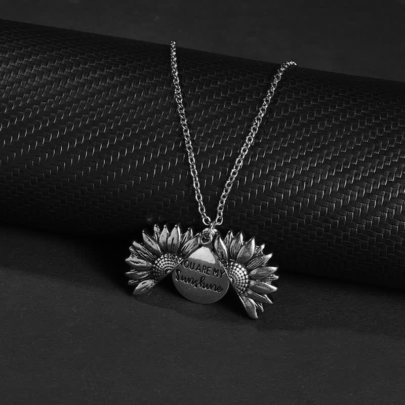 Vintage Sunflower Locket Pendant Keychain Necklace - Image 4