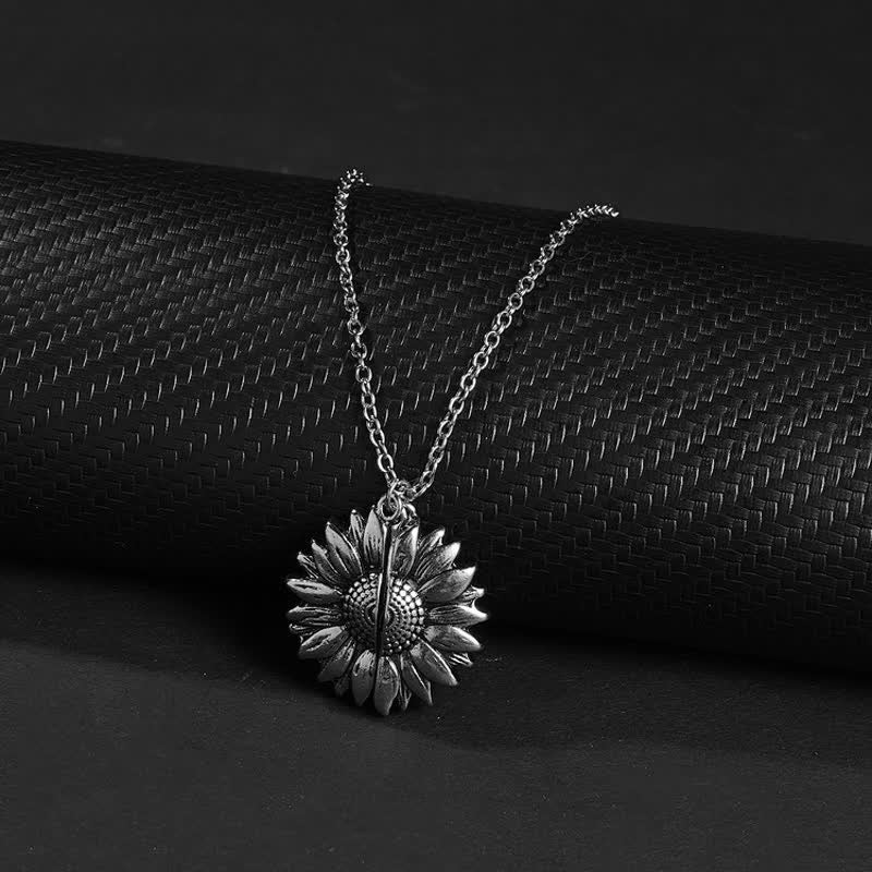 Vintage Sunflower Locket Pendant Keychain Necklace - Image 5
