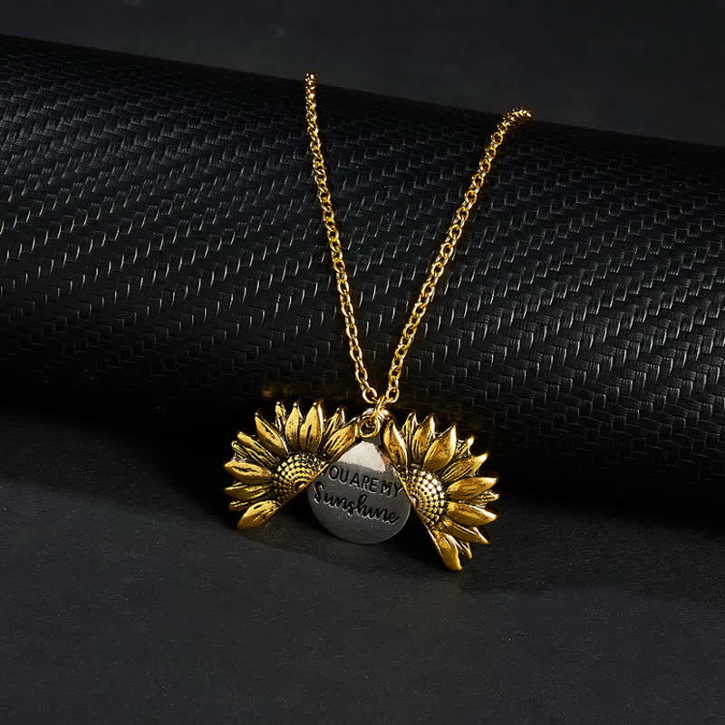 Vintage Sunflower Locket Pendant Keychain Necklace - Image 6