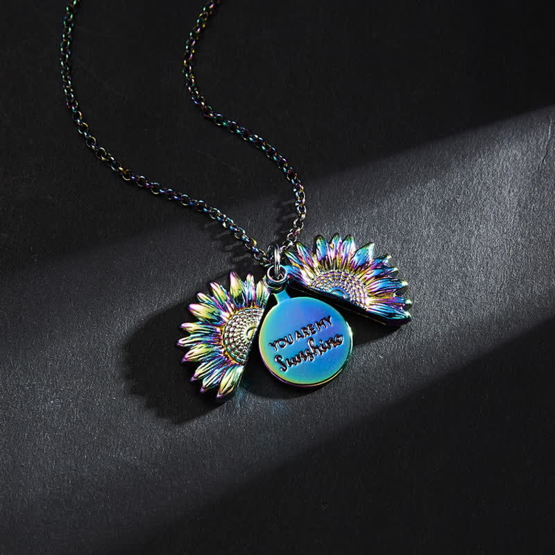Vintage Sunflower Locket Pendant Keychain Necklace - Image 7
