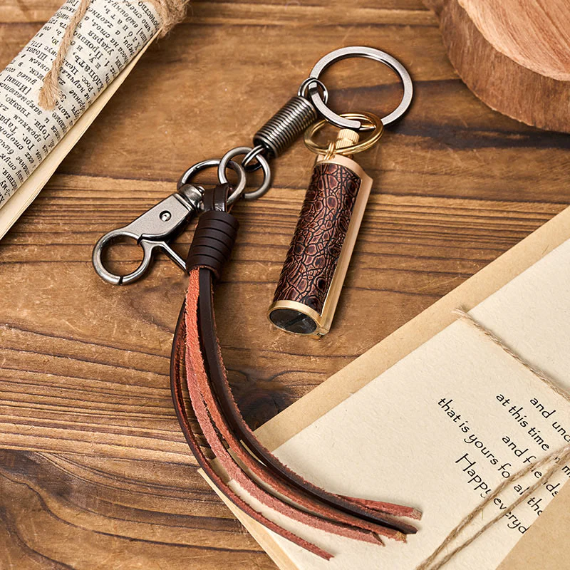 Vintage Tassel Pendant Keychain Carved Kerosene Lighter - Image 7