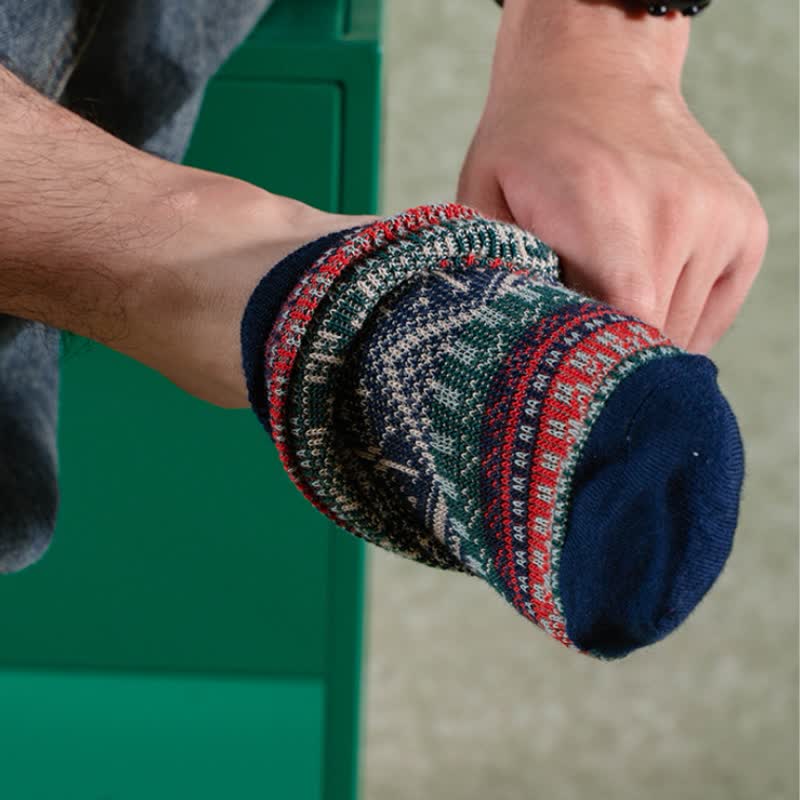 Vintage Tribal Geometric Patterns Cotton Socks - Image 10