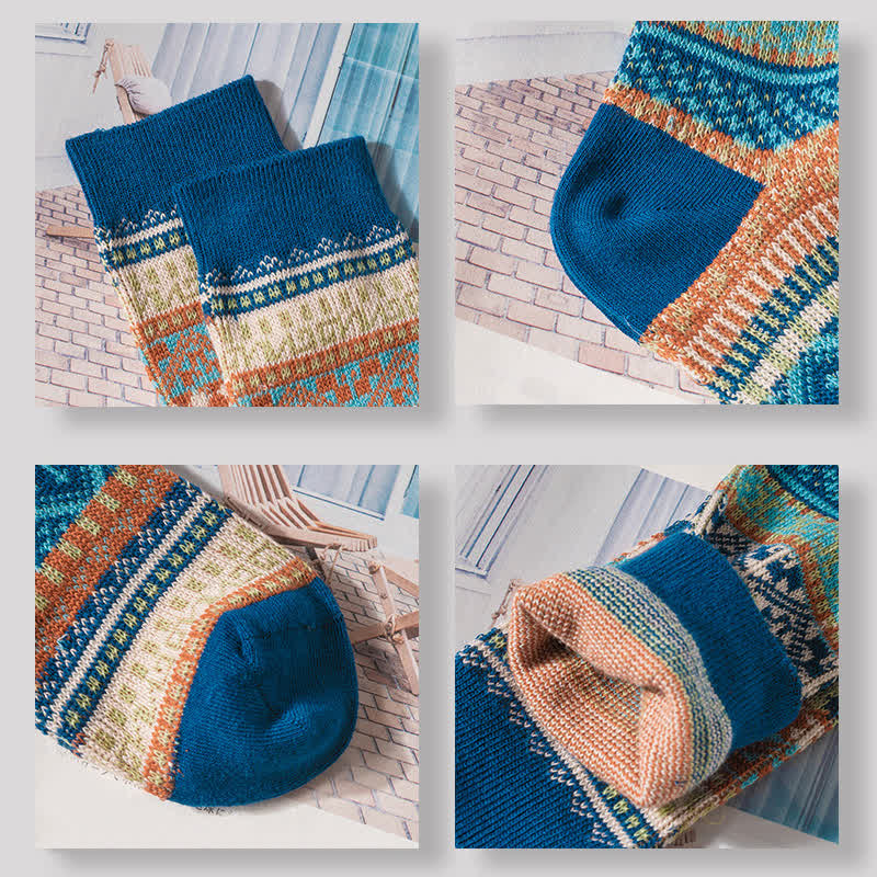Vintage Tribal Geometric Patterns Cotton Socks - Image 12