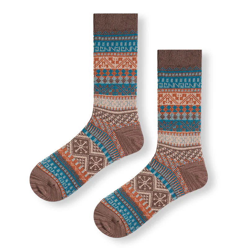 Vintage Tribal Geometric Patterns Cotton Socks - Image 14