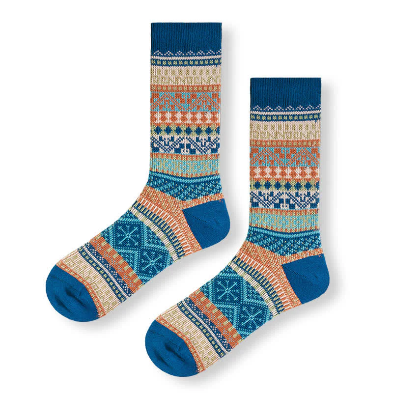 Vintage Tribal Geometric Patterns Cotton Socks - Image 16
