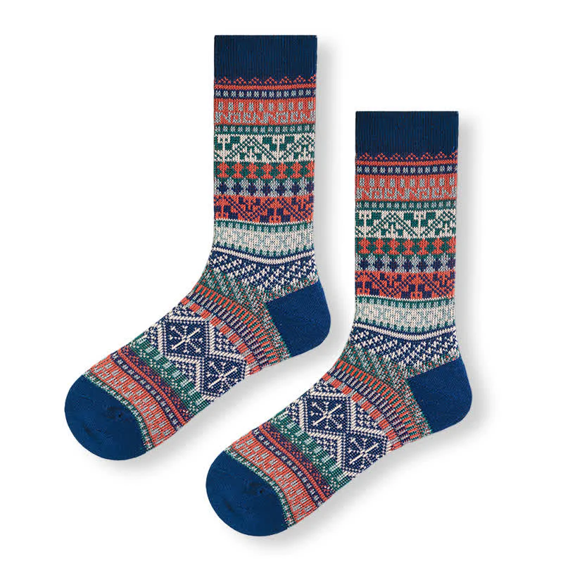 Vintage Tribal Geometric Patterns Cotton Socks - Image 3